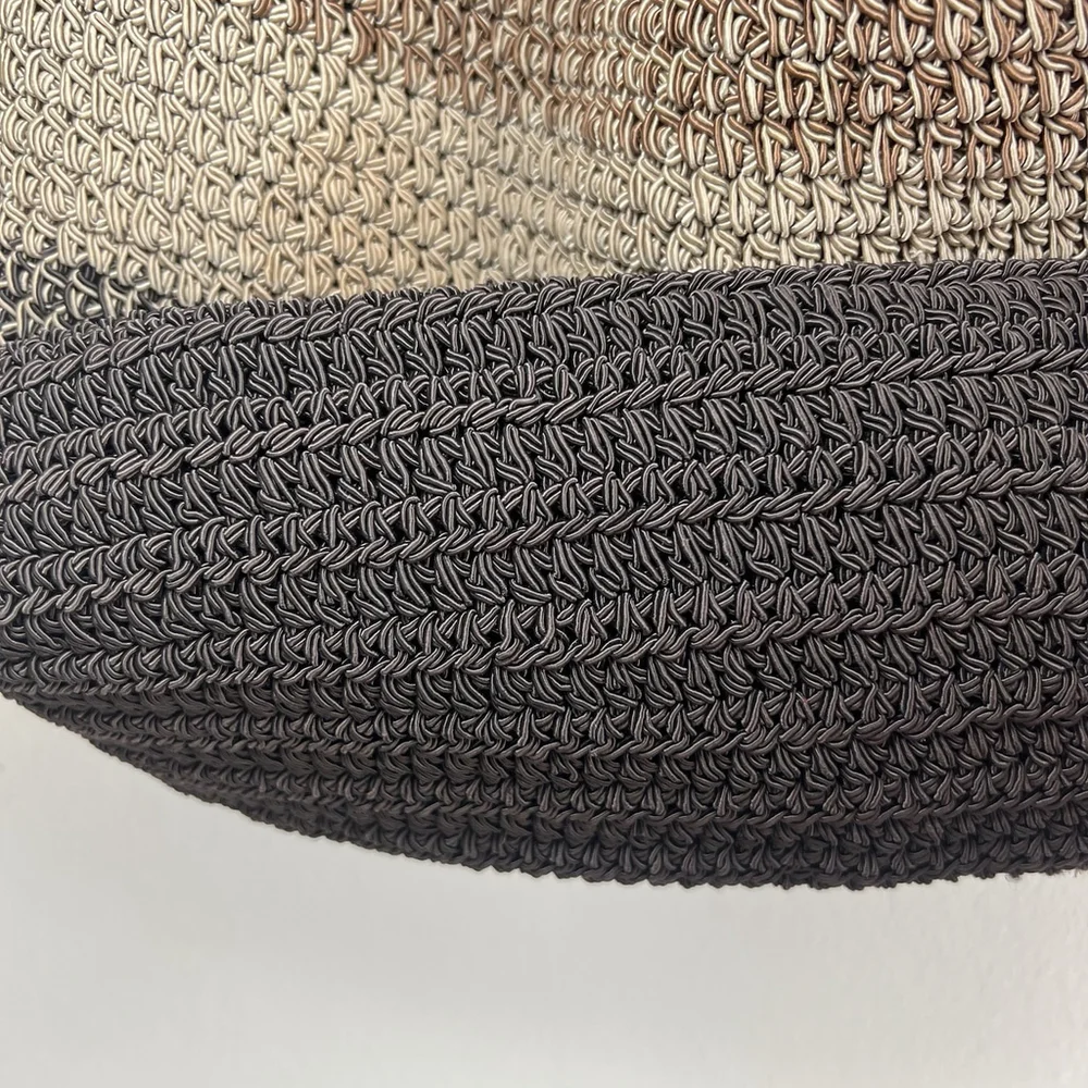 Sonoma Crochet Straw Hobo Purse with a brown and black ombre design Y2K 90’s